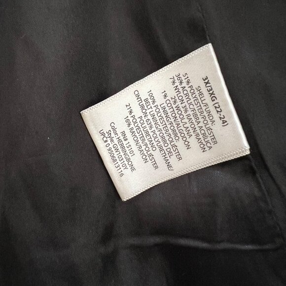 George Herringbone Wool Blend Hooded Coat with Hidden Buttons Black & White 3XL - Picture 10 of 13